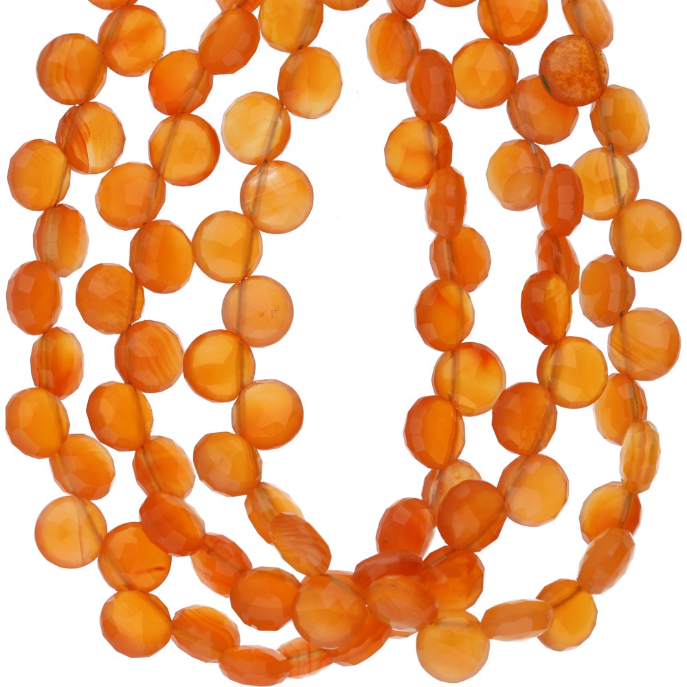 Carnelian Faceted Coin Beads