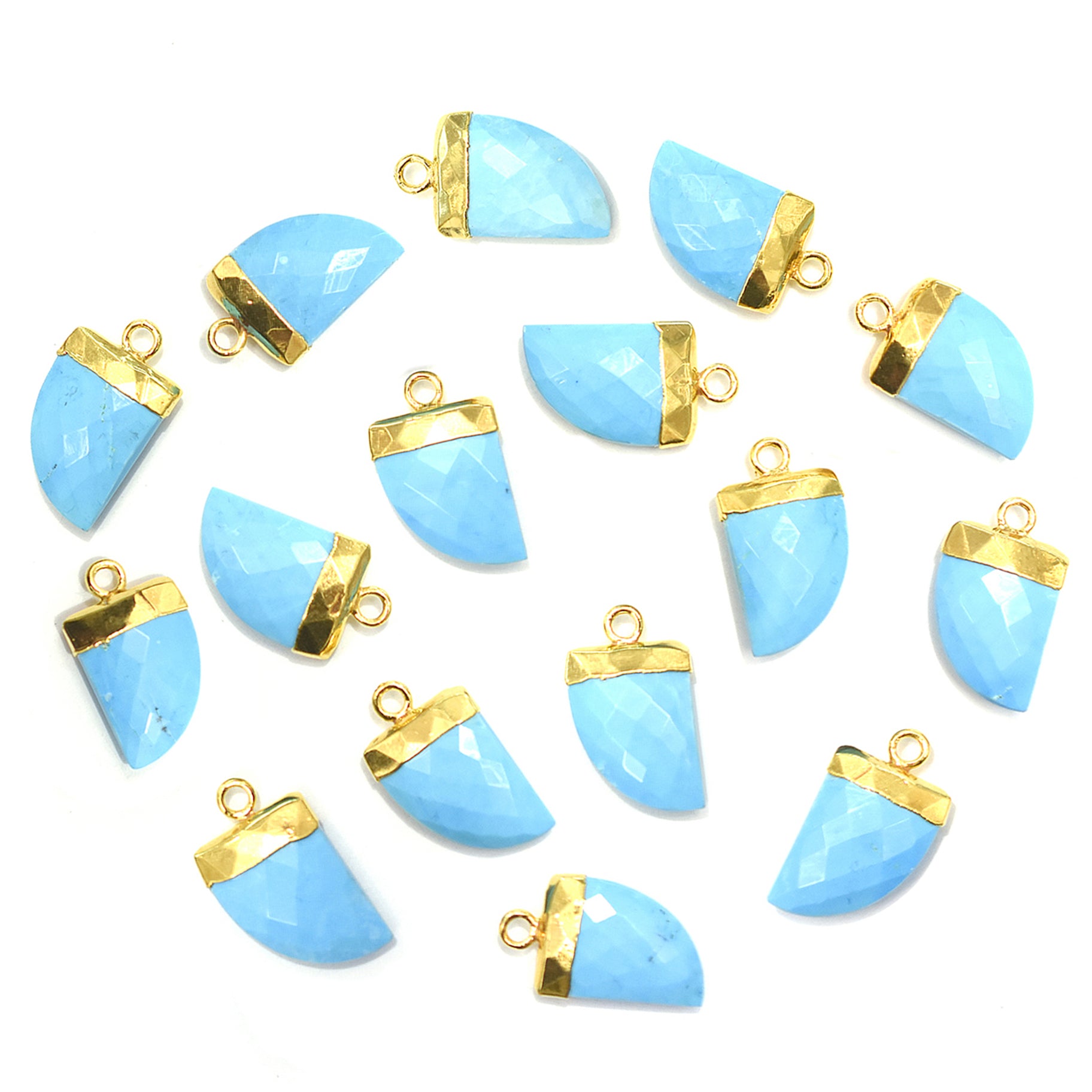 Howlite Horn Shape 14 x 10 MM Gold Electroplated Pendant