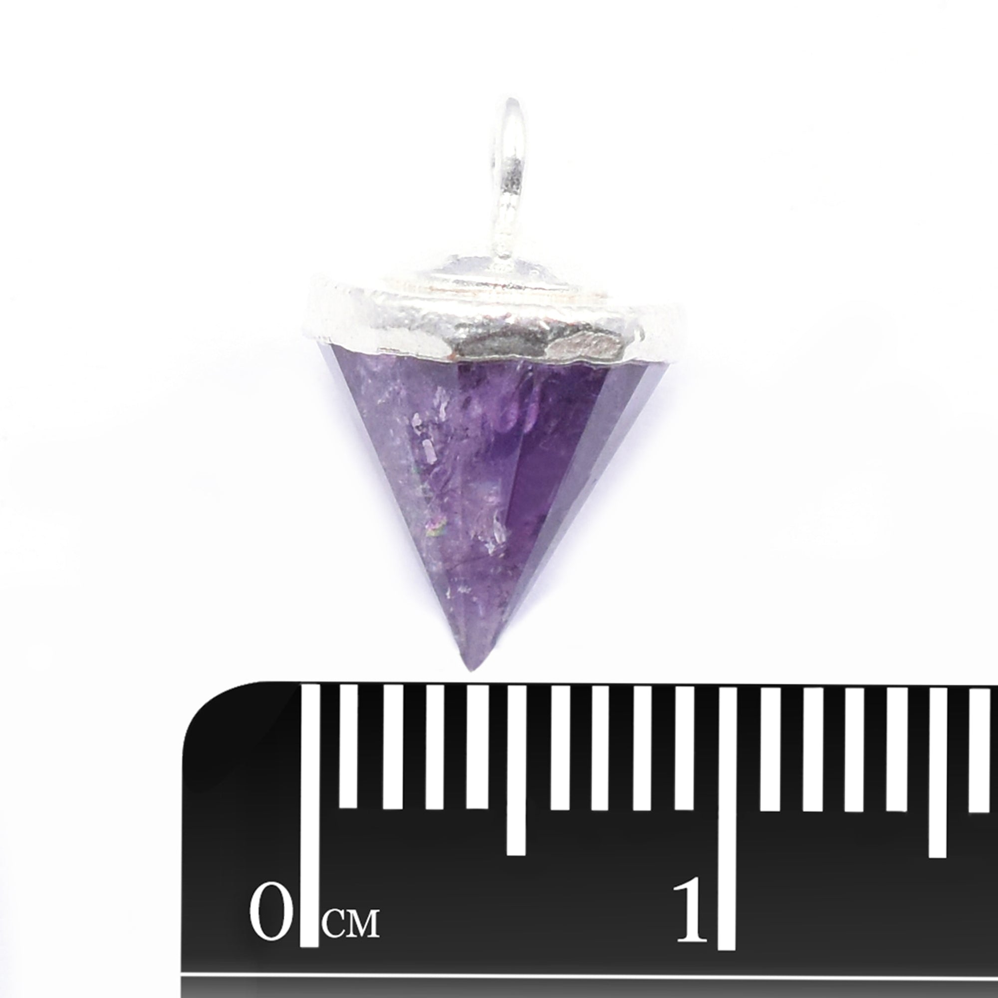 Amethyst 9X10 MM Cone Shape Rhodium Electroplated Pendant (Set Of 2 Pcs) - Jaipur Gem Factory