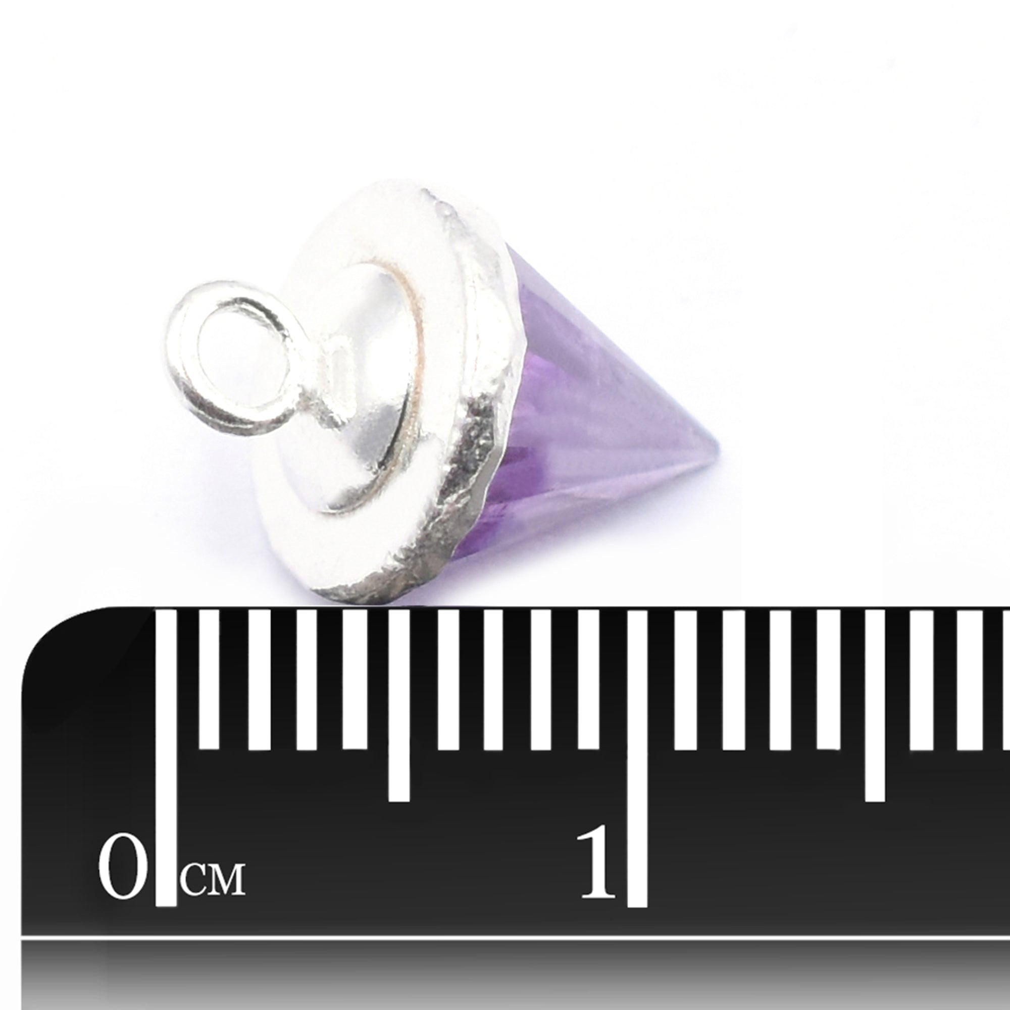 Amethyst 9X10 MM Cone Shape Rhodium Electroplated Pendant (Set Of 2 Pcs) - Jaipur Gem Factory