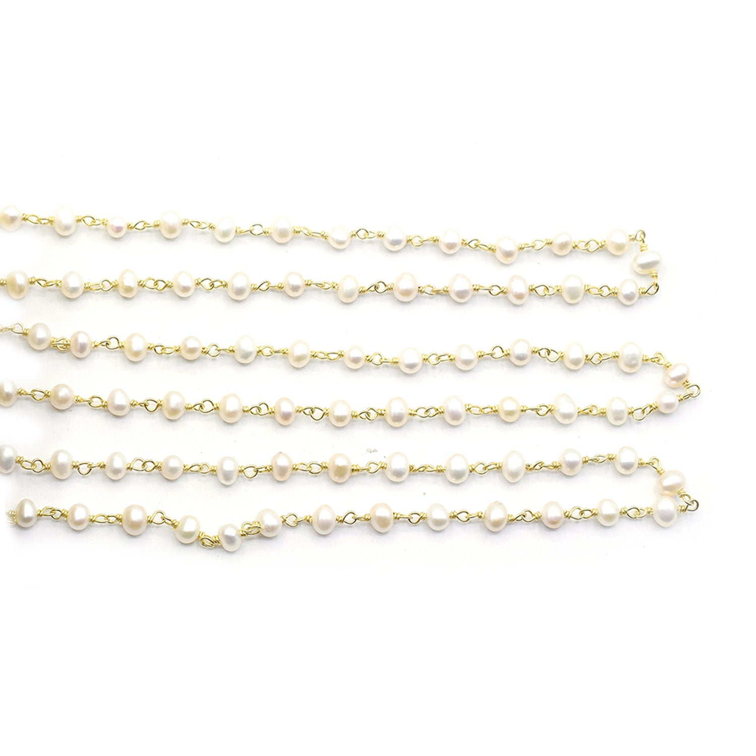 Pearl Smooth Rondelle Sterling Silver Vermeil Rosary Wire Wrap Chain Sold by Foot