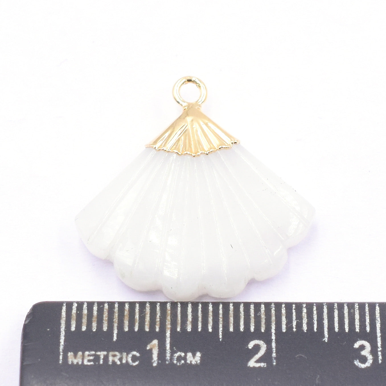 White Agate Feather Shape Gold Electroplated Pendant