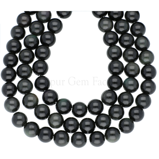 8MM Black Obsidian Round Beads