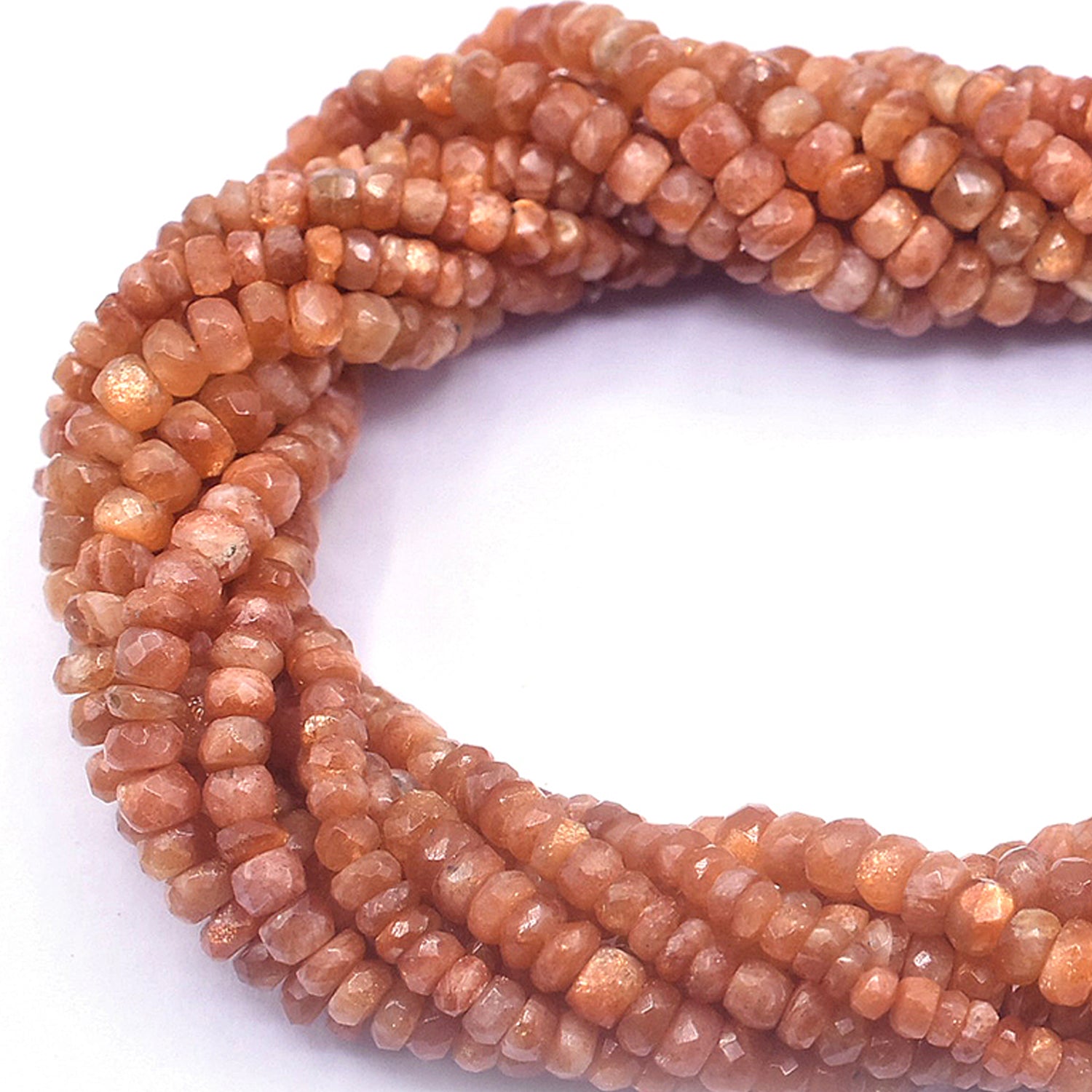 Sunstone 4 To 5 MM Faceted Rondelle Shape Beads Strand - Jaipur Gem Factory