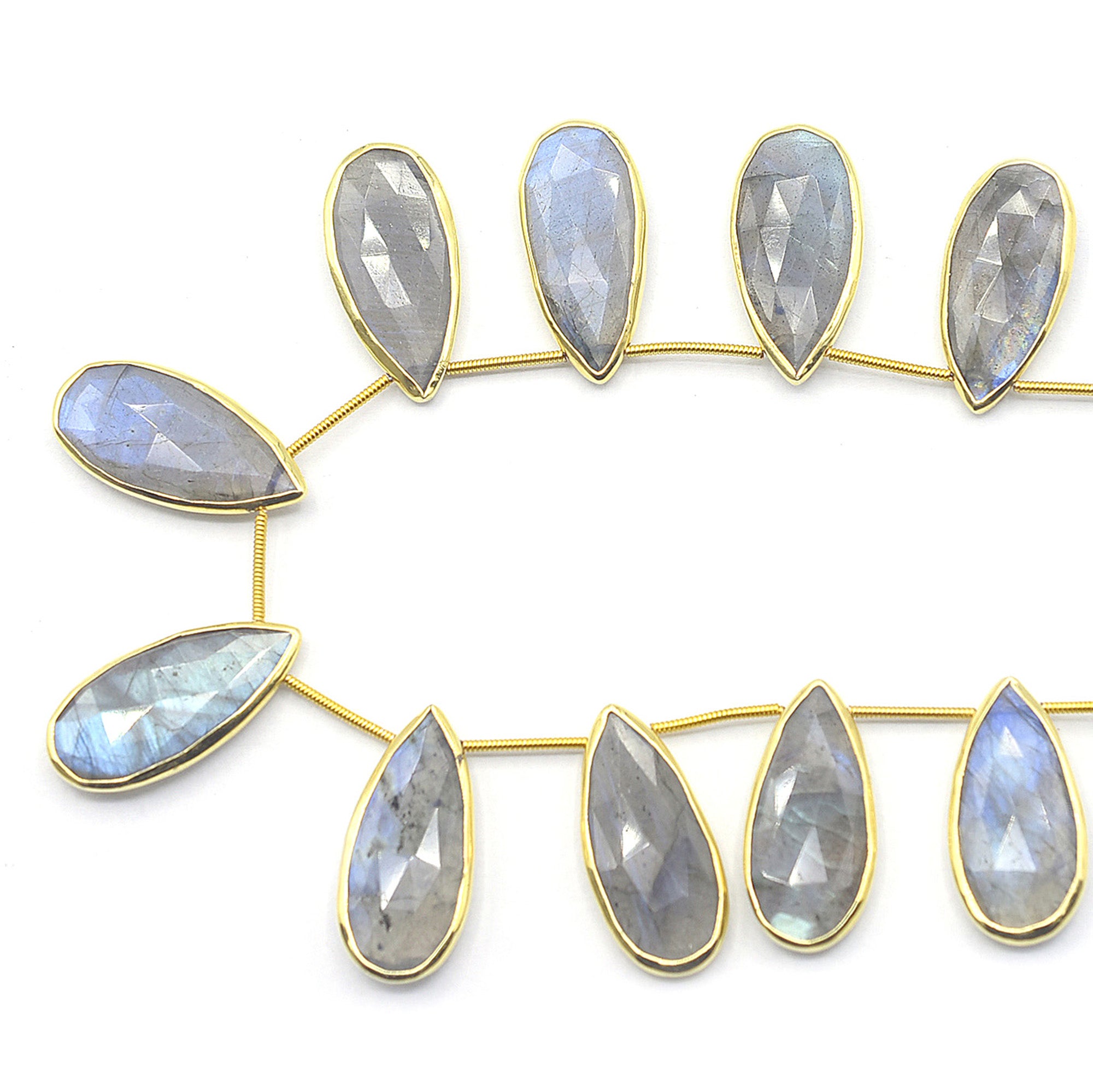 Pear shaped Labradorite gemstones in vermeil finish