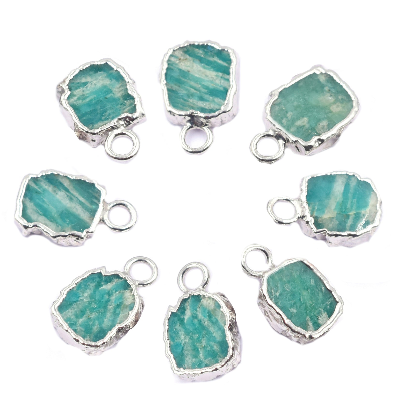 Amazonite Silver Rectangle Pendant for Jewelry Making