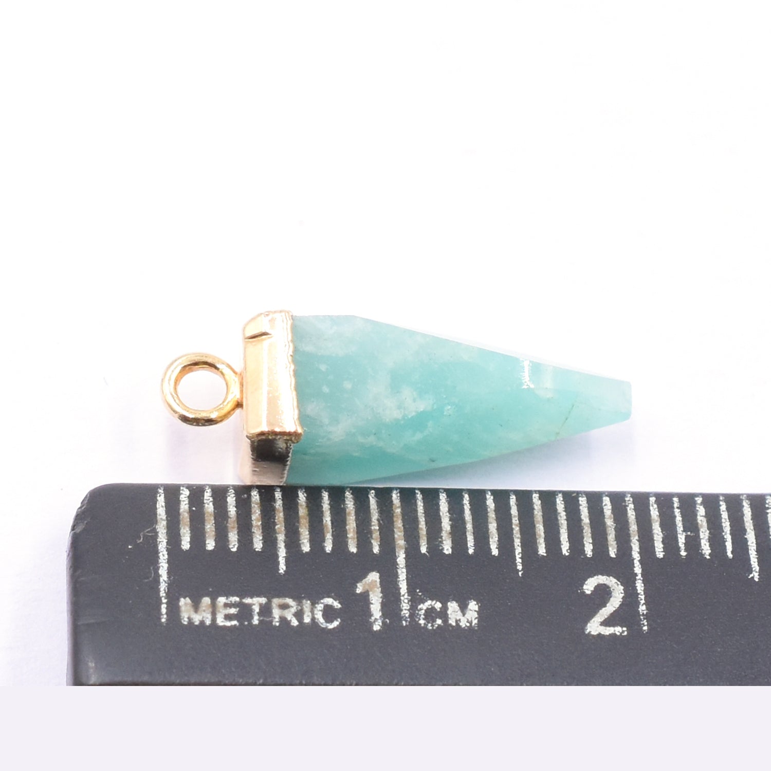 Natural Amazonite Spike Gold Electroplated Pendant
