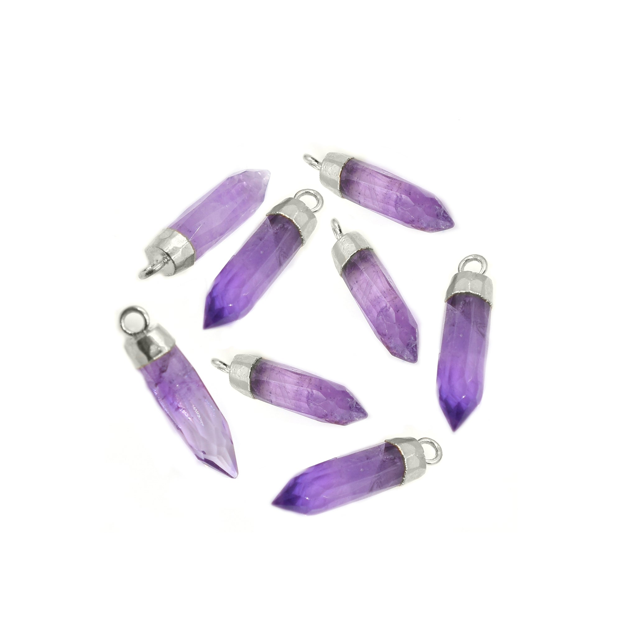 Amethyst Bullet Pendant Silver Electroplated
