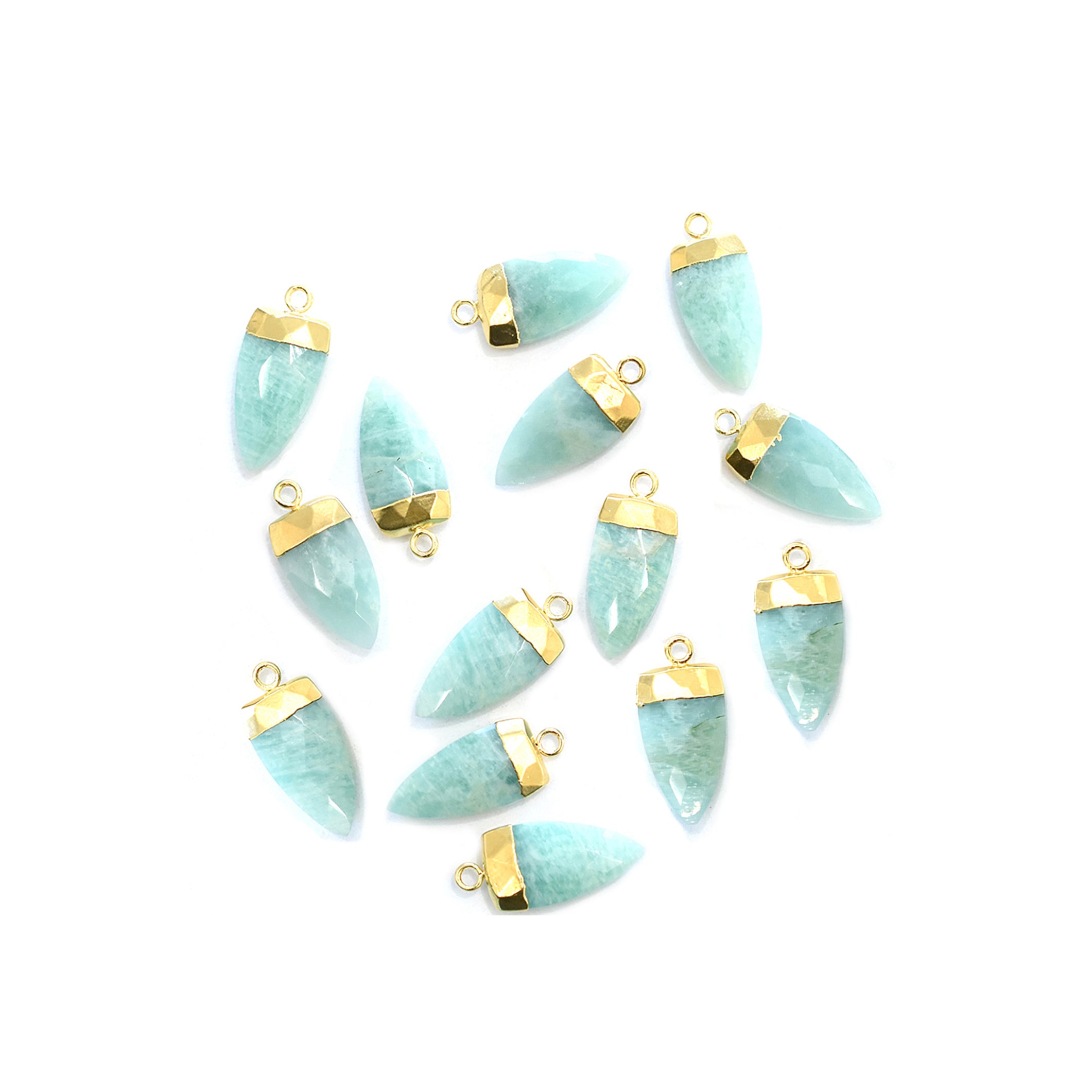 Amazonite Arrow Shape Gold Electroplated Pendant