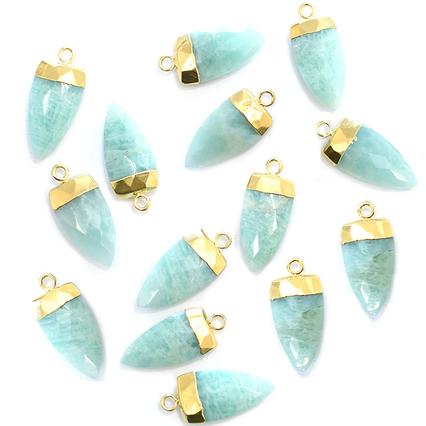 Amazonite Arrow Shape Gold Electroplated Pendant