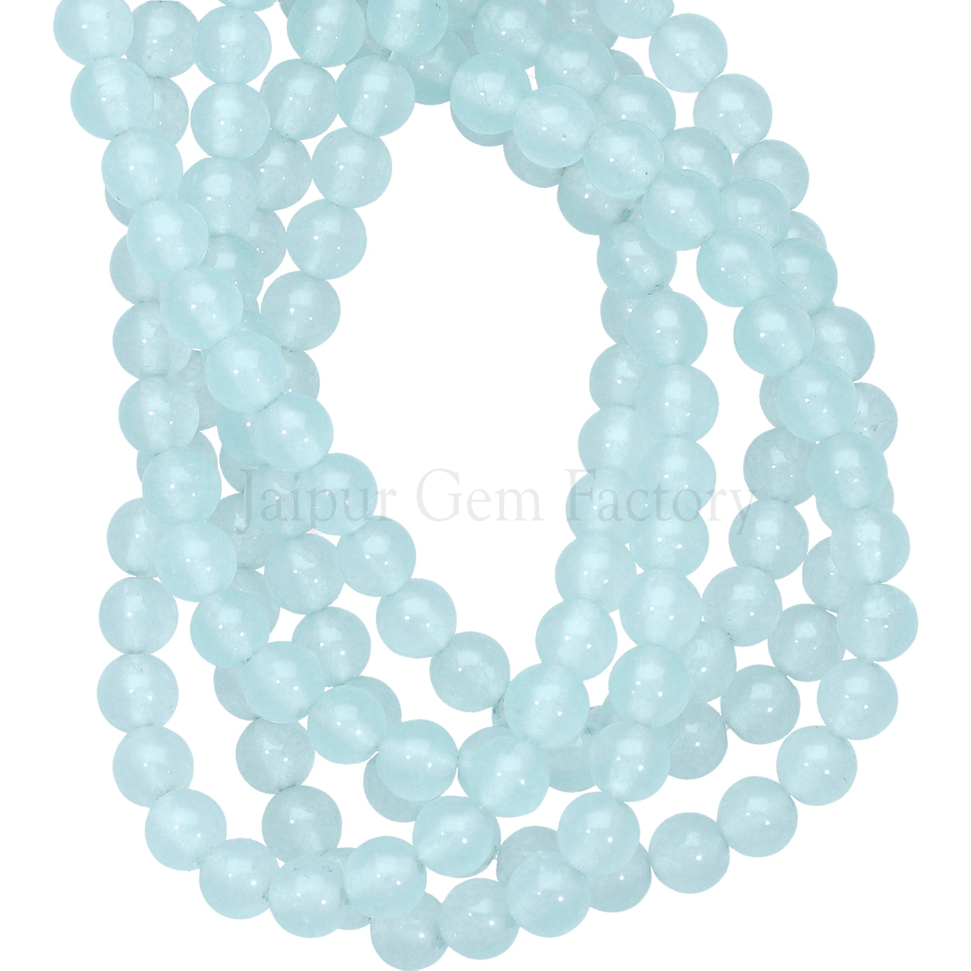 6 MM Aqua Blue Dyed Jade Smooth Round Beads 15 Inches Strand