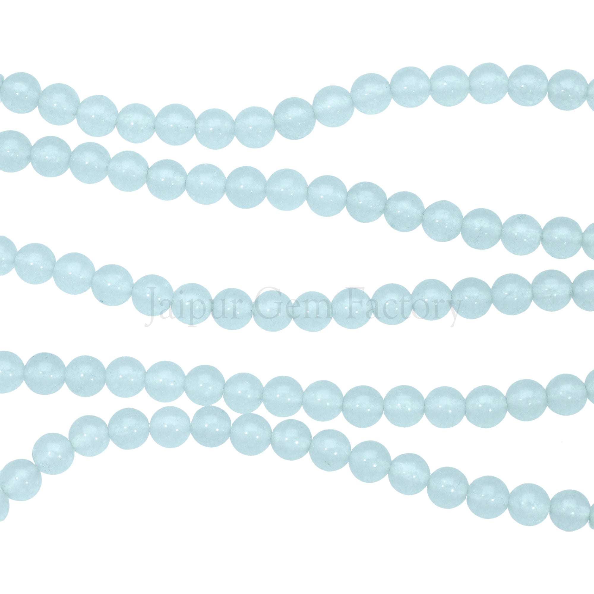 6 MM Aqua Blue Dyed Jade Smooth Round Beads 15 Inches Strand