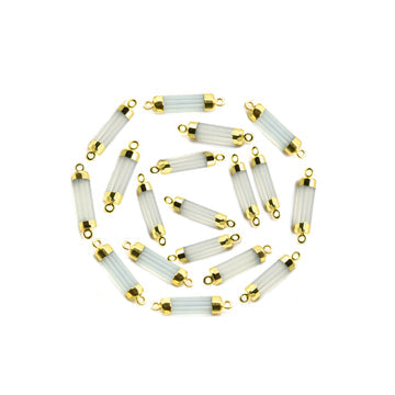 Gold electroplated aqua chalcedony barrel connector