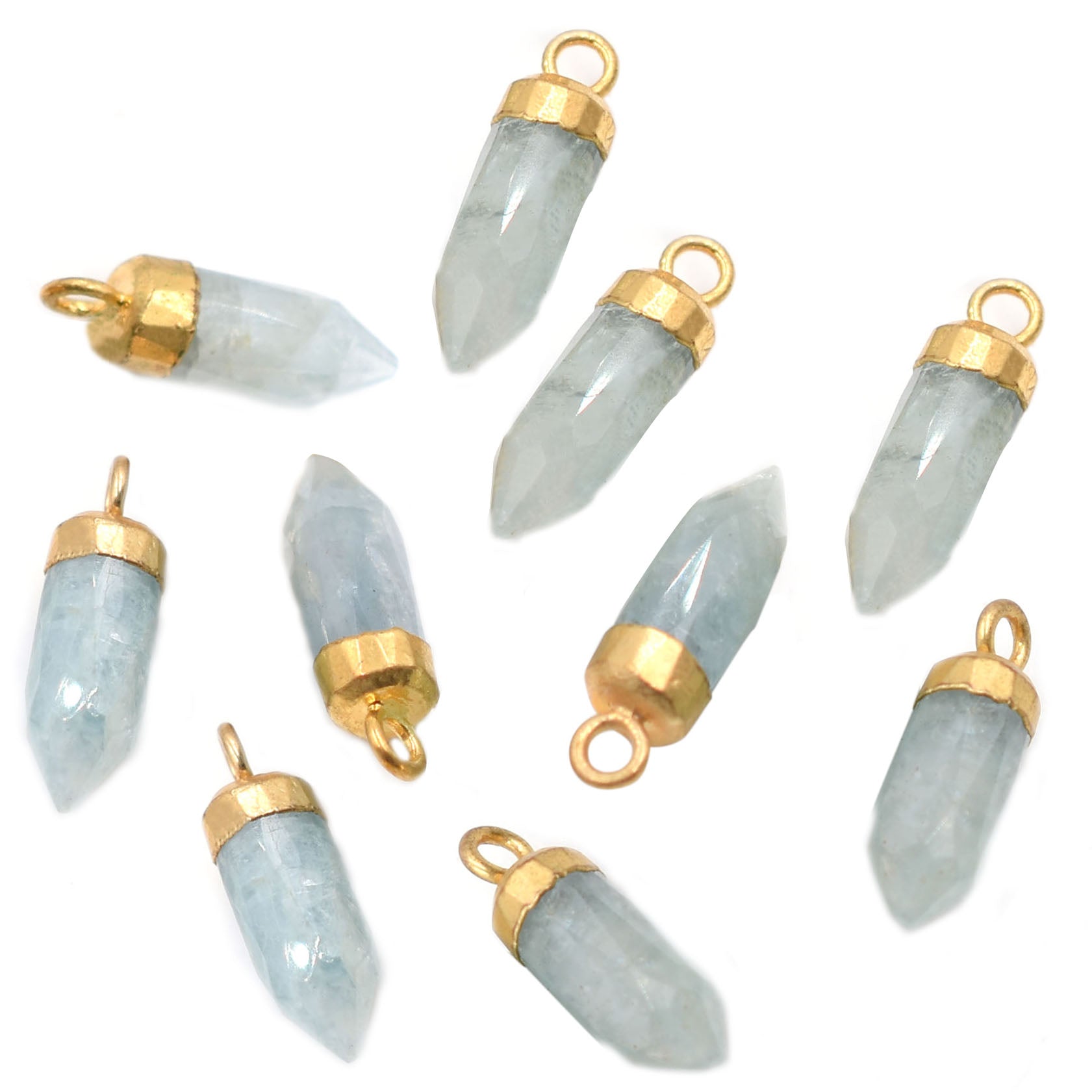 Stylish aquamarine Bullet pendant in gold finish