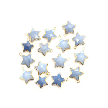 star shaped Blue Opal pendant with gold electroplated finish