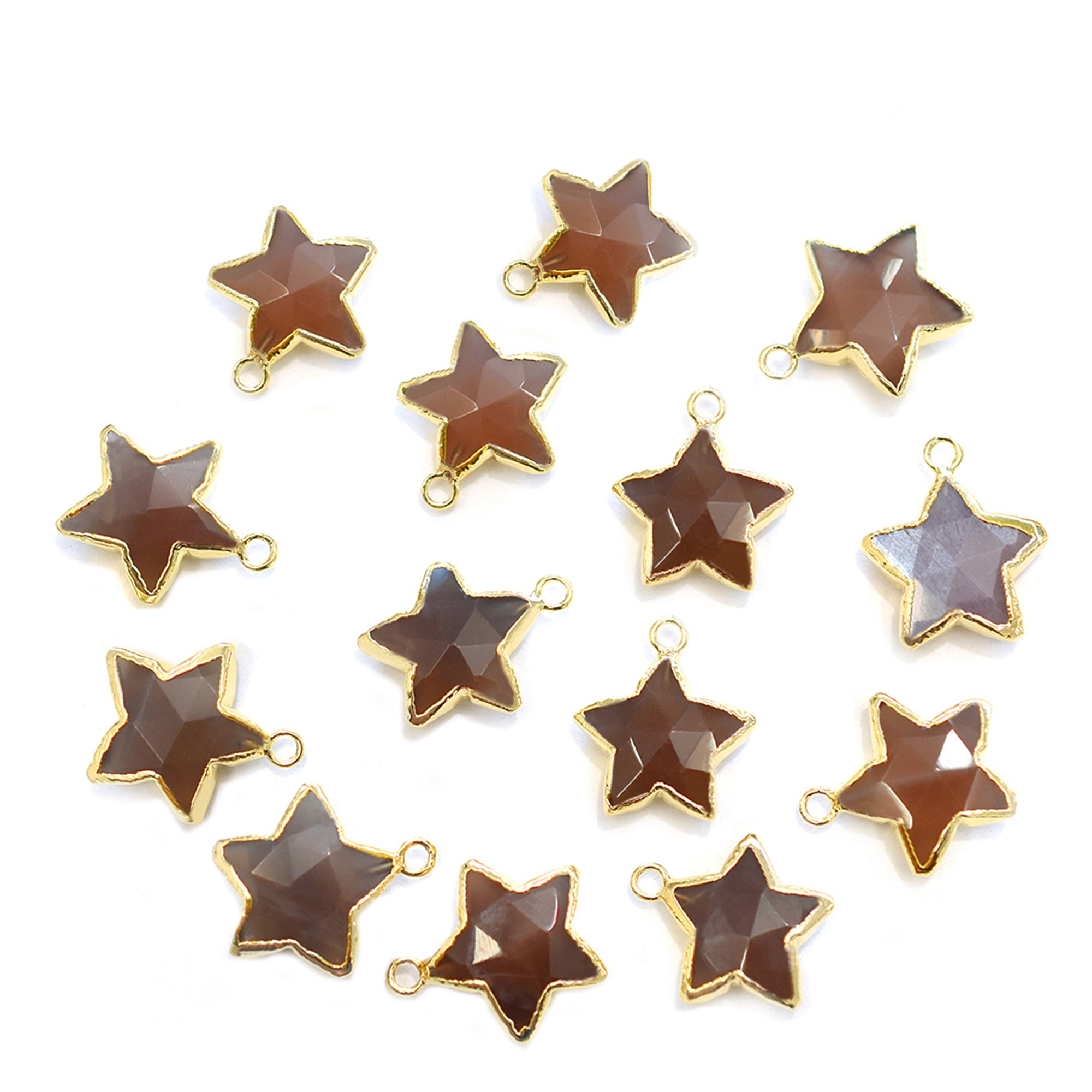 Unique Brown Chocolate Moonstone star pendant in gold frame