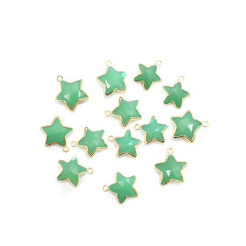 star shaped Chrysoprase Chalcedony pendant with gold electroplated finish