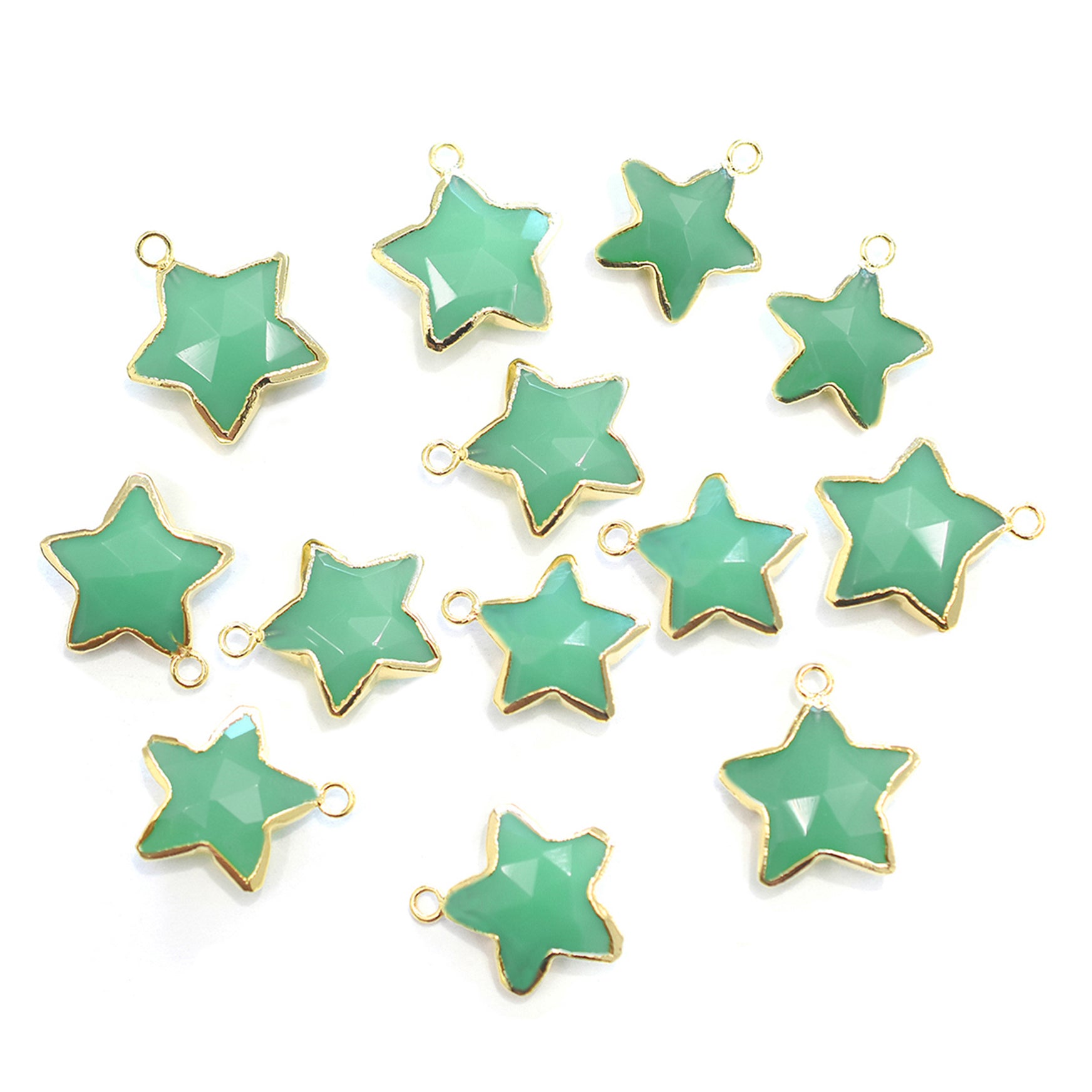 Stylish Chrysoprase Chalcedony star pendant in gold frame