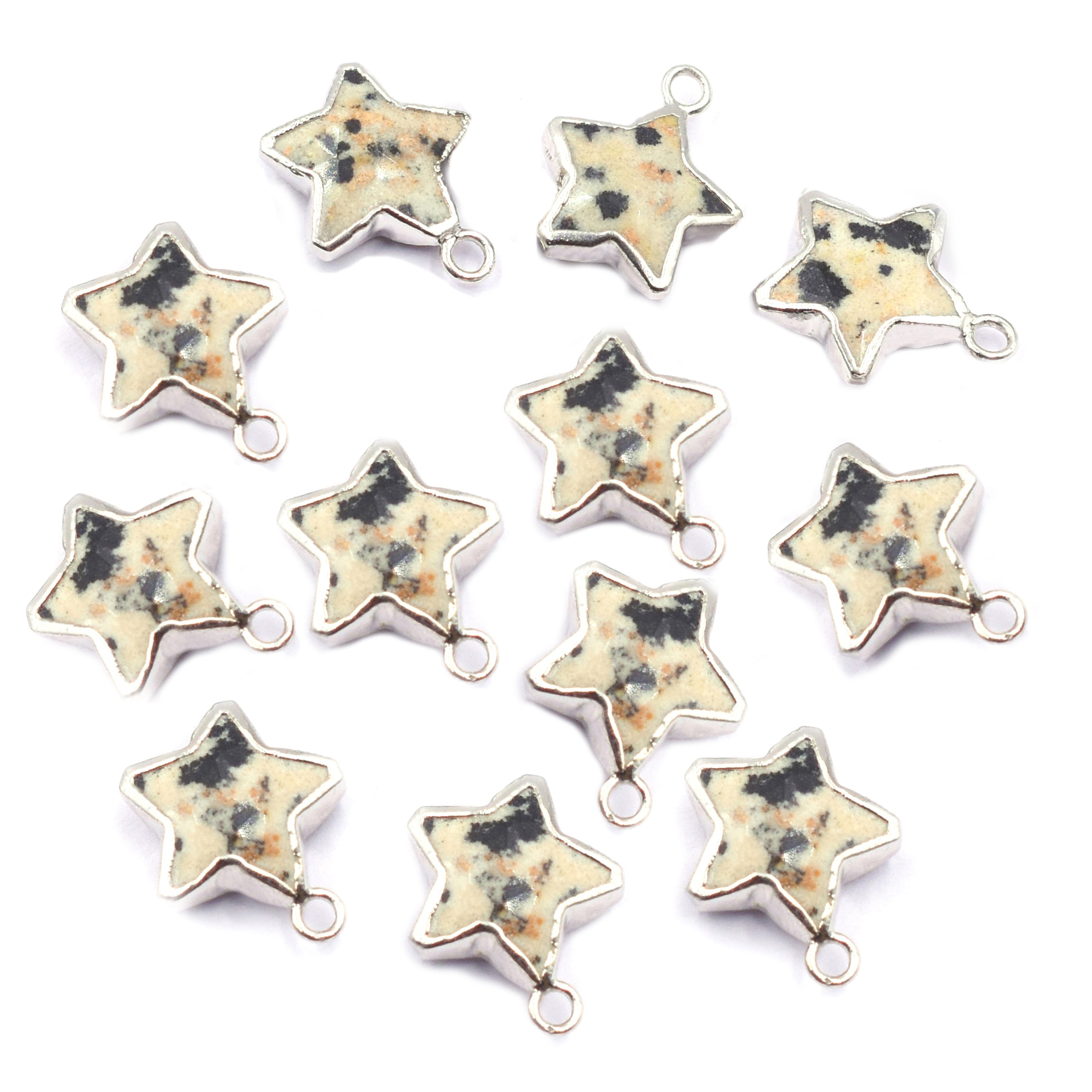 silver electroplated Dalmatian Jasper star pendant