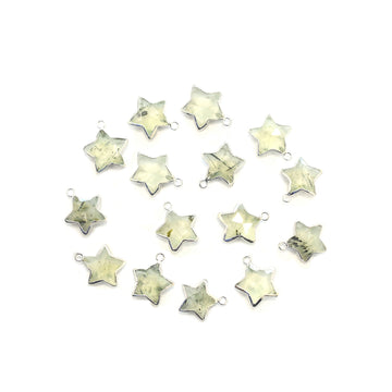 Prehnite Star Shape 10 To 11 MM Silver Electroplated Pendant (Set Of 2 Pcs)