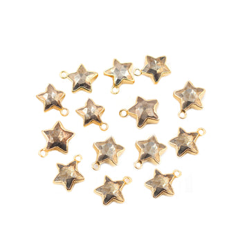 Pyrite Star Shape 10 To 11 MM Gold Electroplated Pendant (Set Of 2 Pcs)