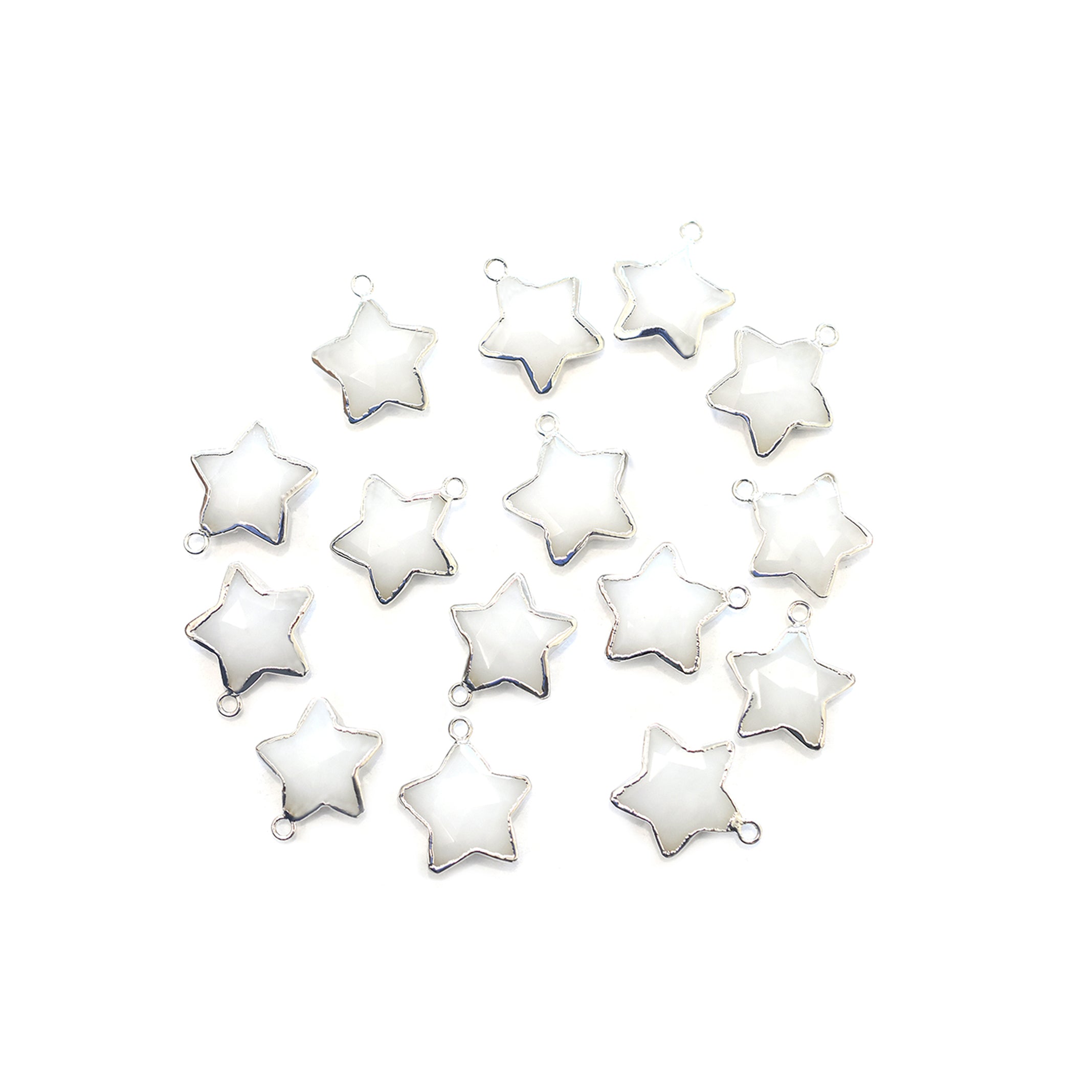 White Agate Star Shape Silver Electroplated Pendant (Set Of 2 Pcs)