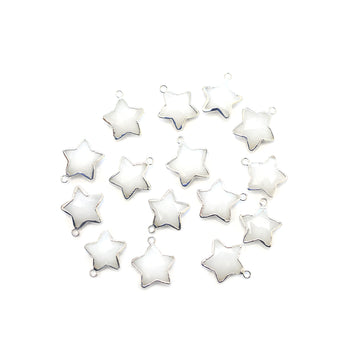 White Agate Star Shape 10 To 11 MM Silver Electroplated Pendant (Set Of 2 Pcs)