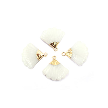 White Agate Feather Shape 19 MM Gold Electroplated Pendant