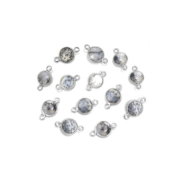 Dendritic opal round silver plated connector