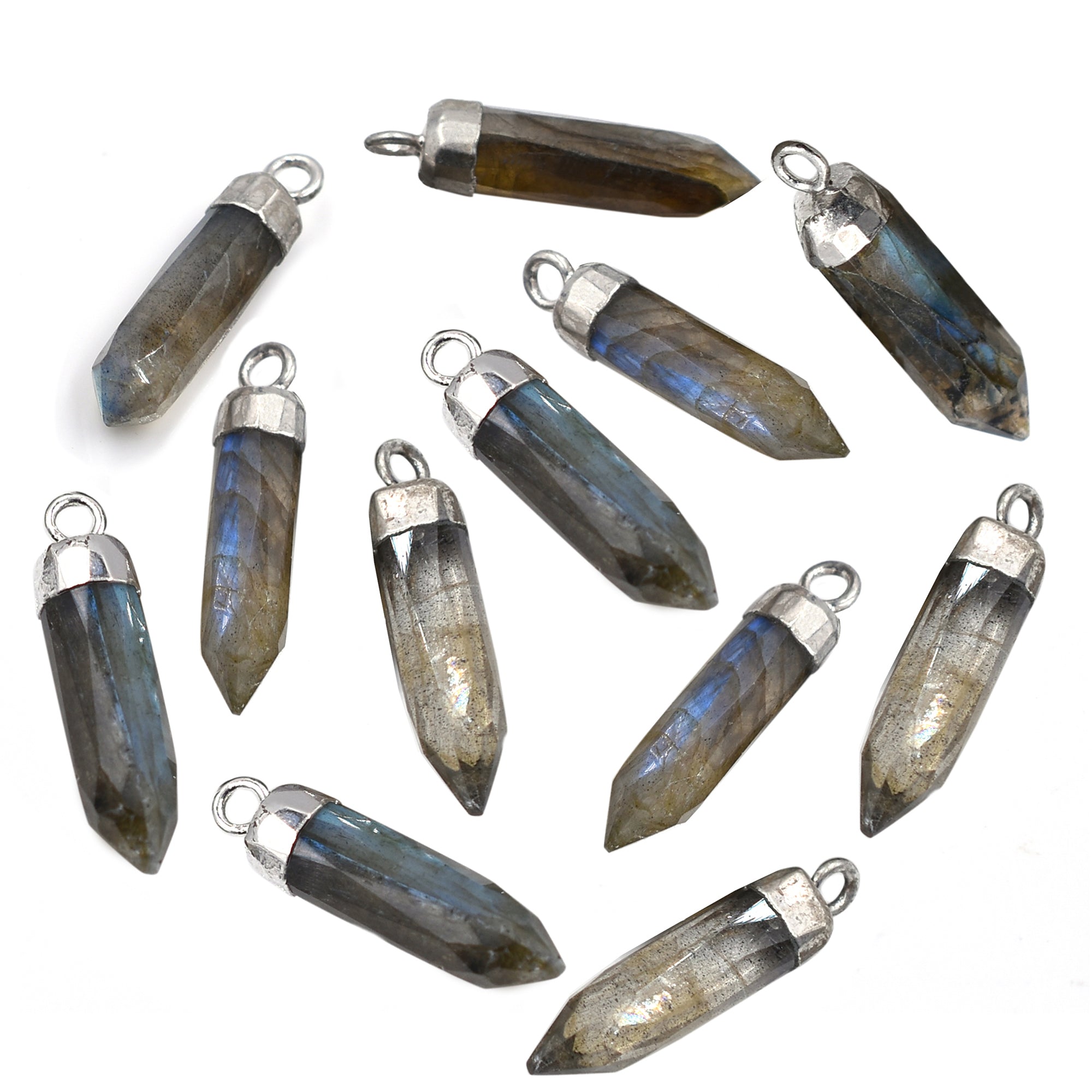 Labradorite Bullet Shape Silver Electroplated Pendant