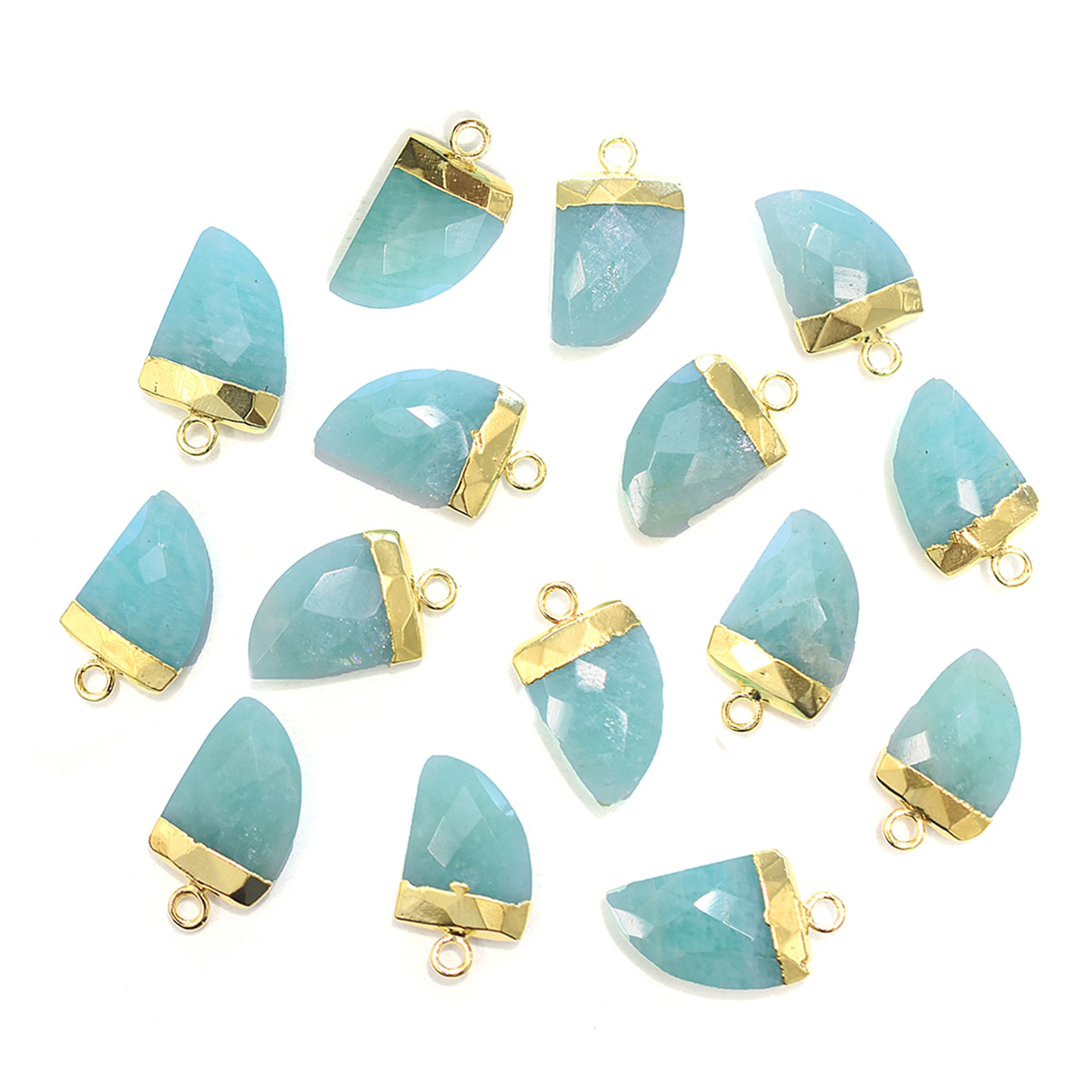 Elegant gold electroplated Amazonite rectangle shape connector