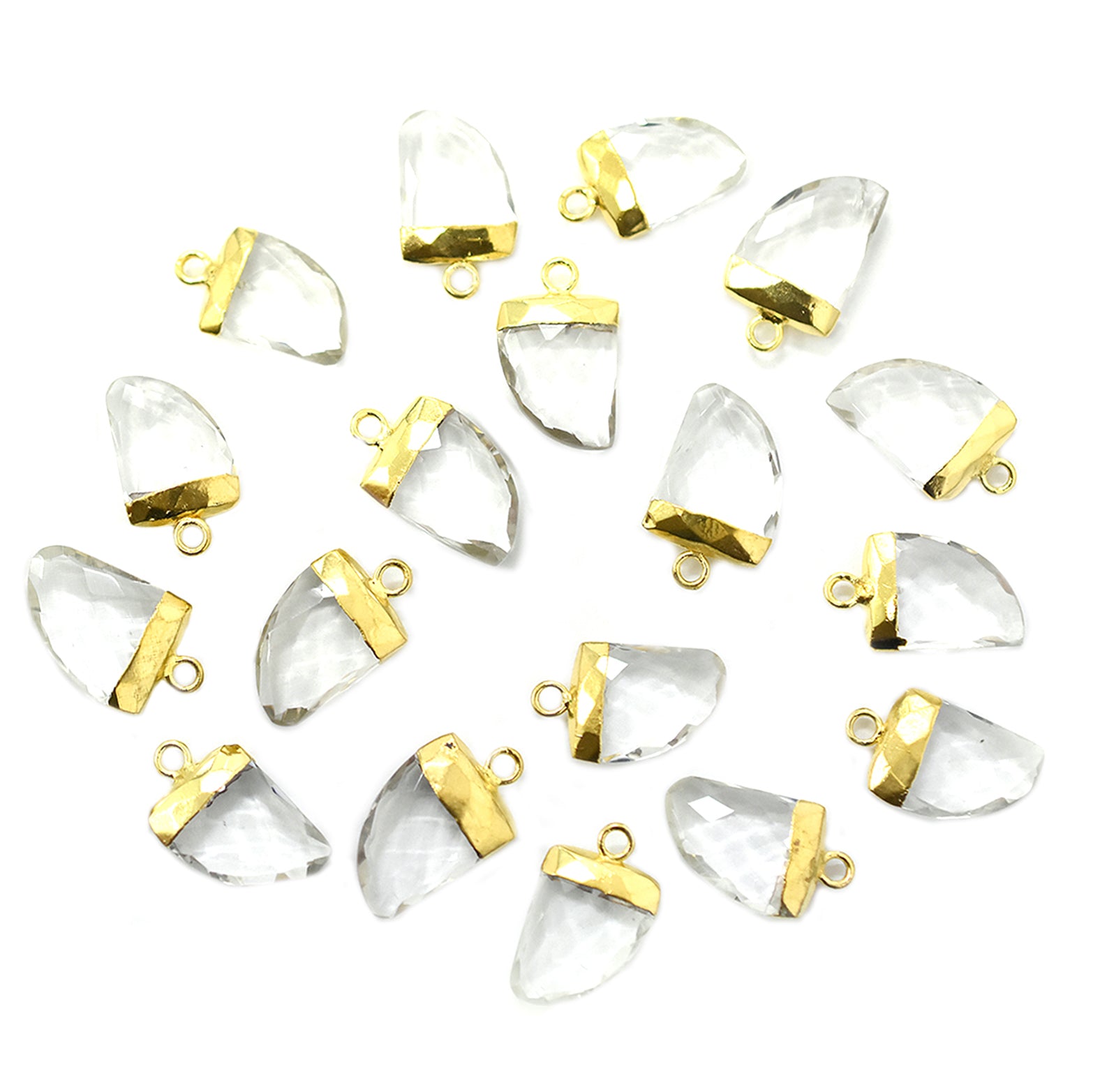 Gold Crystal Quartz horn pendant