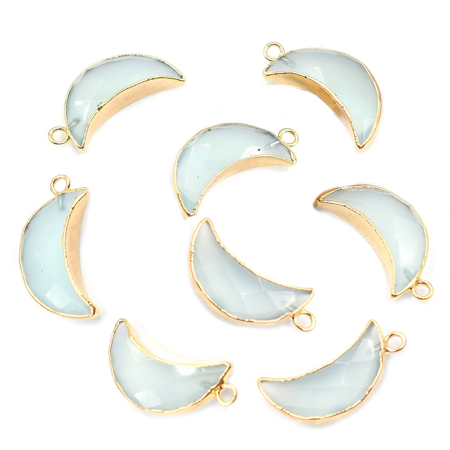 Barrel shaped aqua chalcedony with gold plating