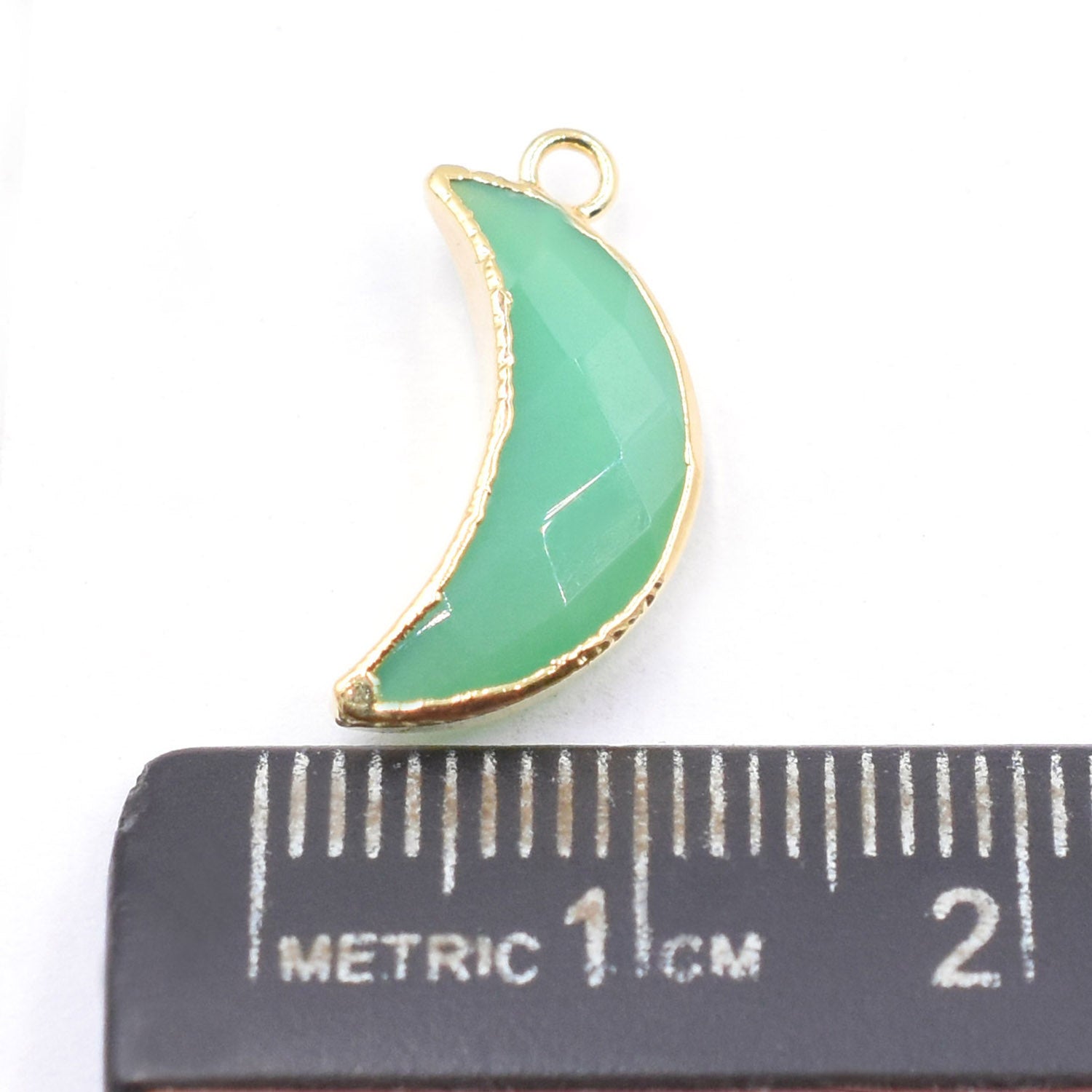 Stunning moon shaped Chrysocolla pendant with gold detailing