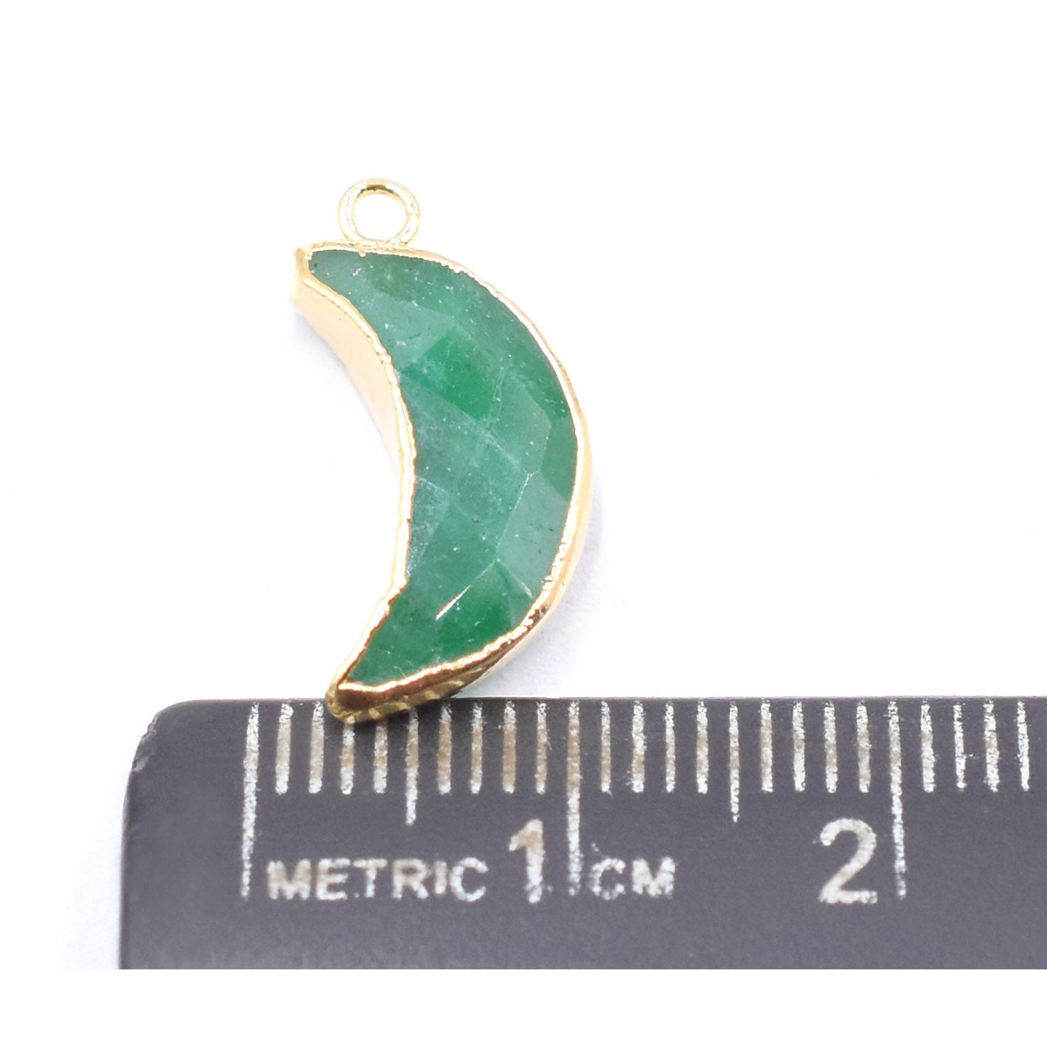 Elegant Green Onyx moon pendant in gold plating