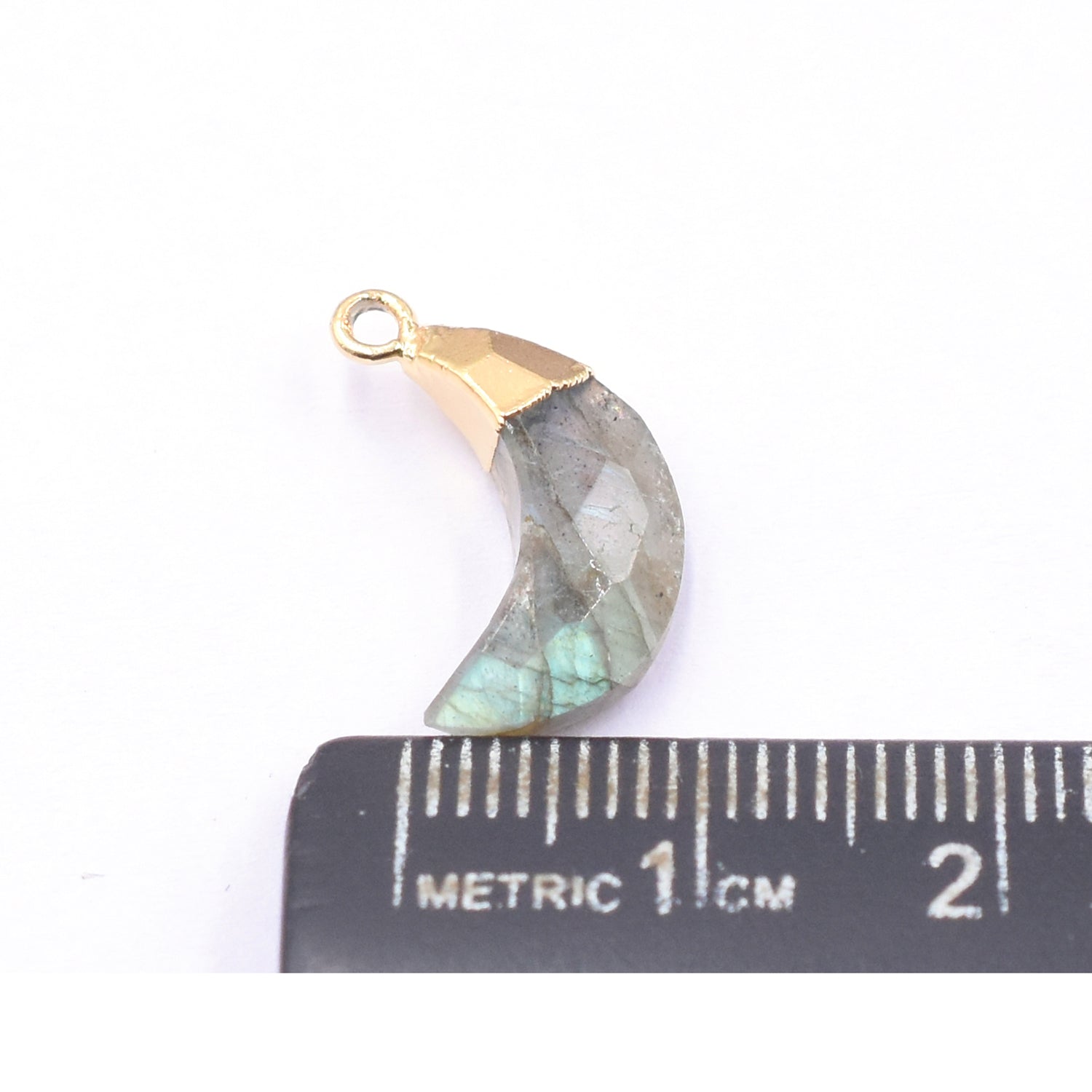 Labradorite 12X5 MM Moon Shape Gold Electroplated Pendant (Set Of 2 Pcs)