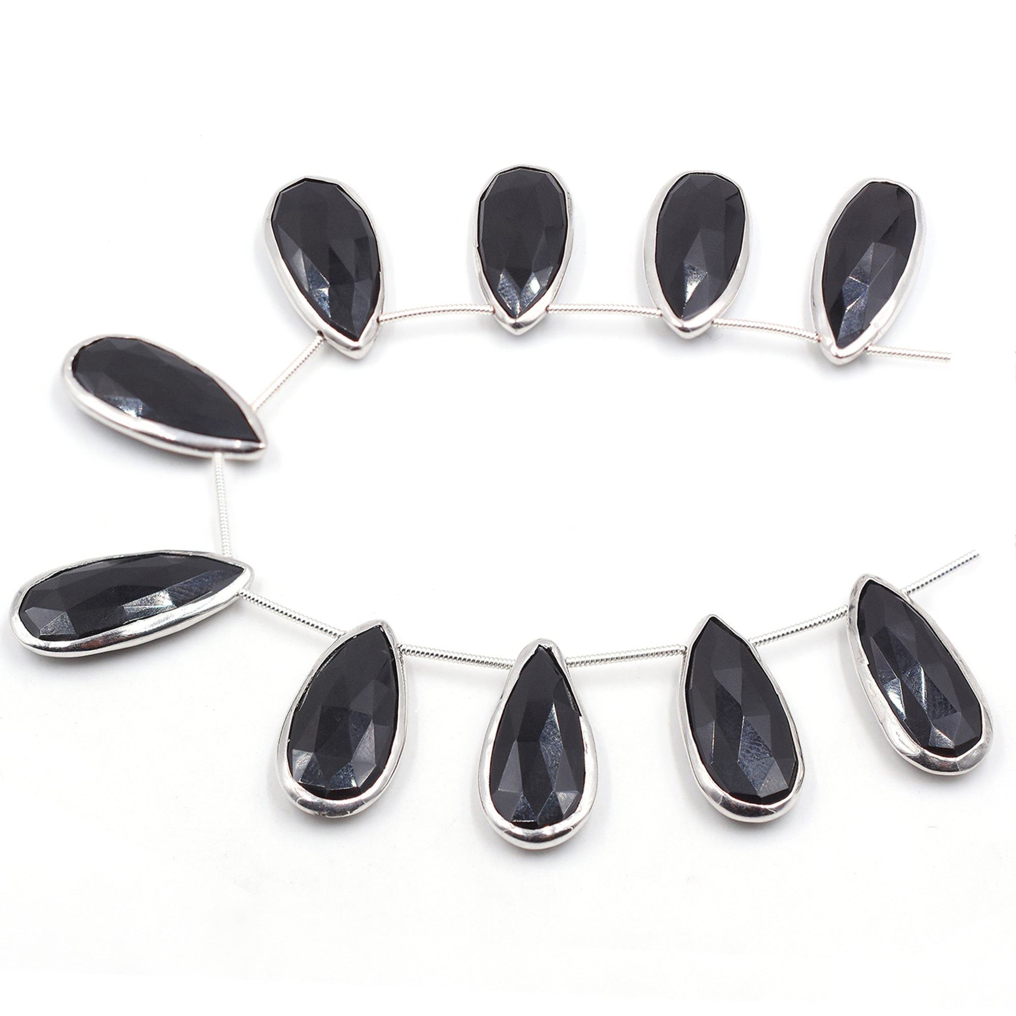 Pear shaped black onyx beads