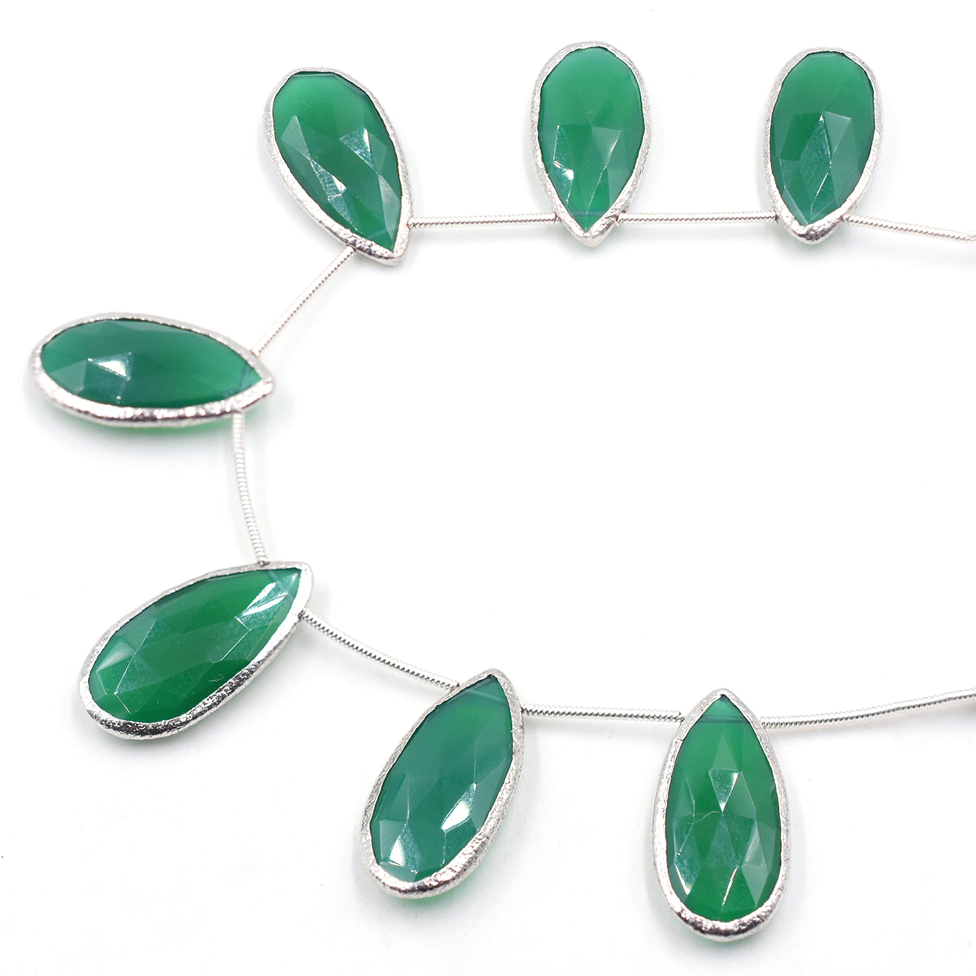 Pear shaped green onyx beads