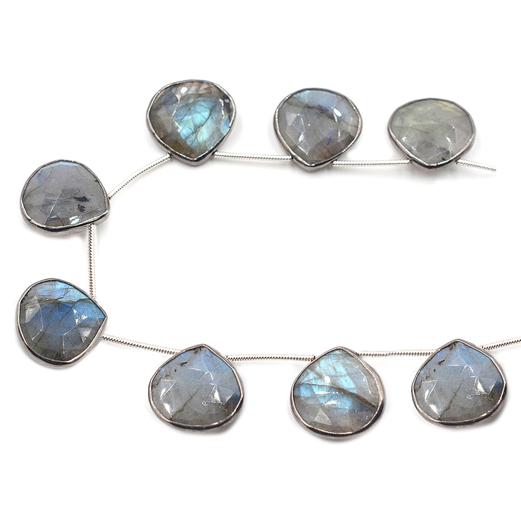 Heart shaped labradorite beads