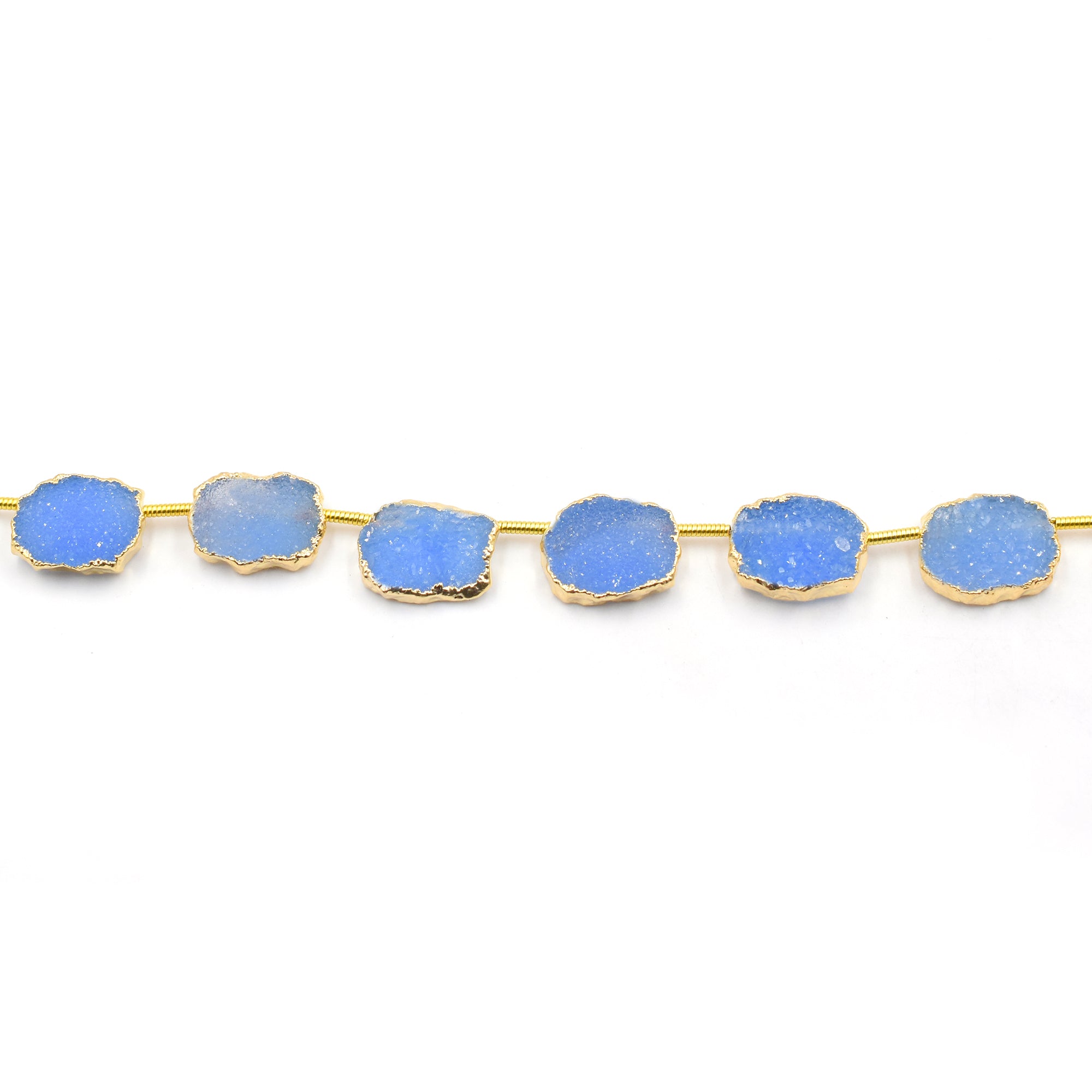 Gold electroplated Blue Druzy pendant in Rectangle shape