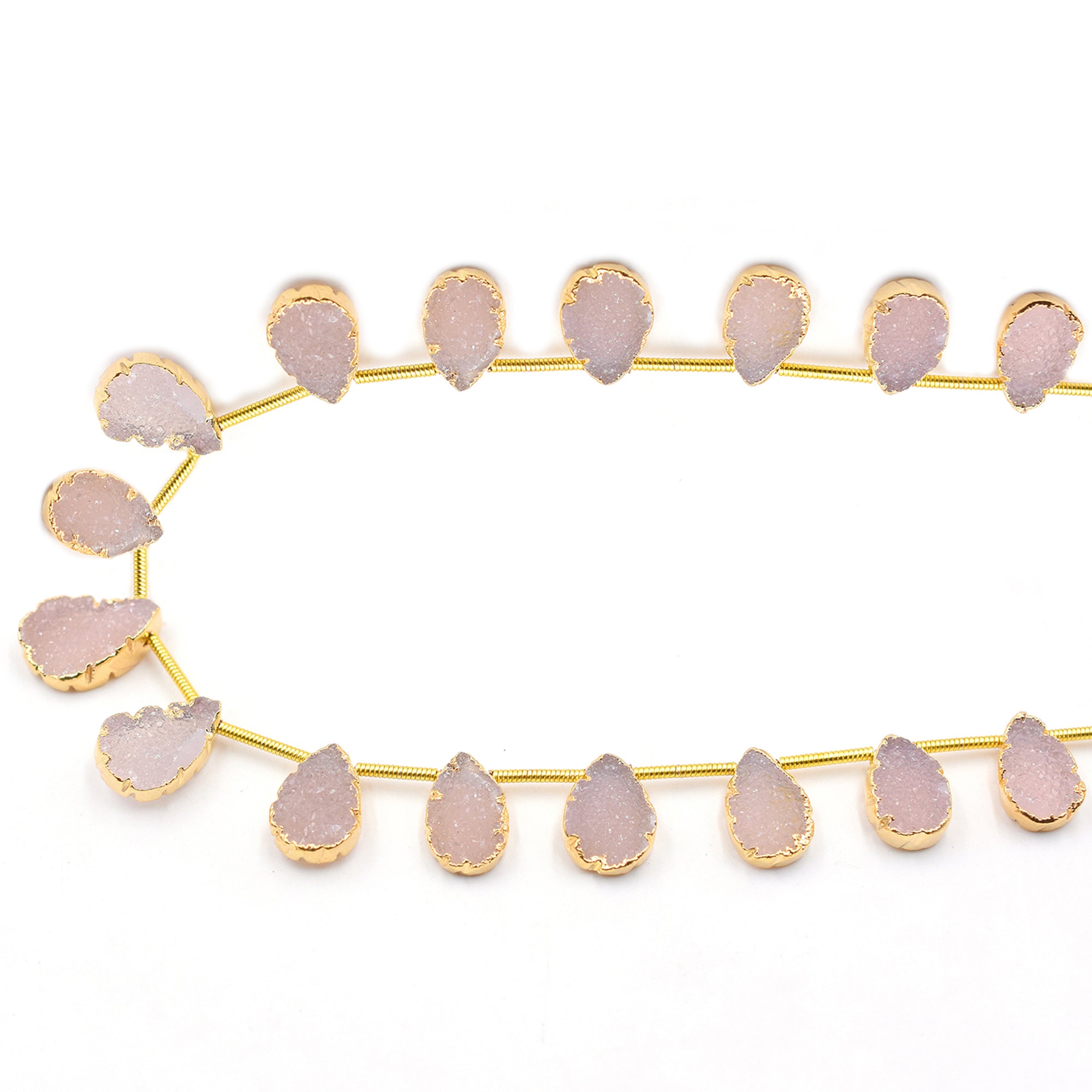 Pink Druzy Pear Shape Electroplated Strand