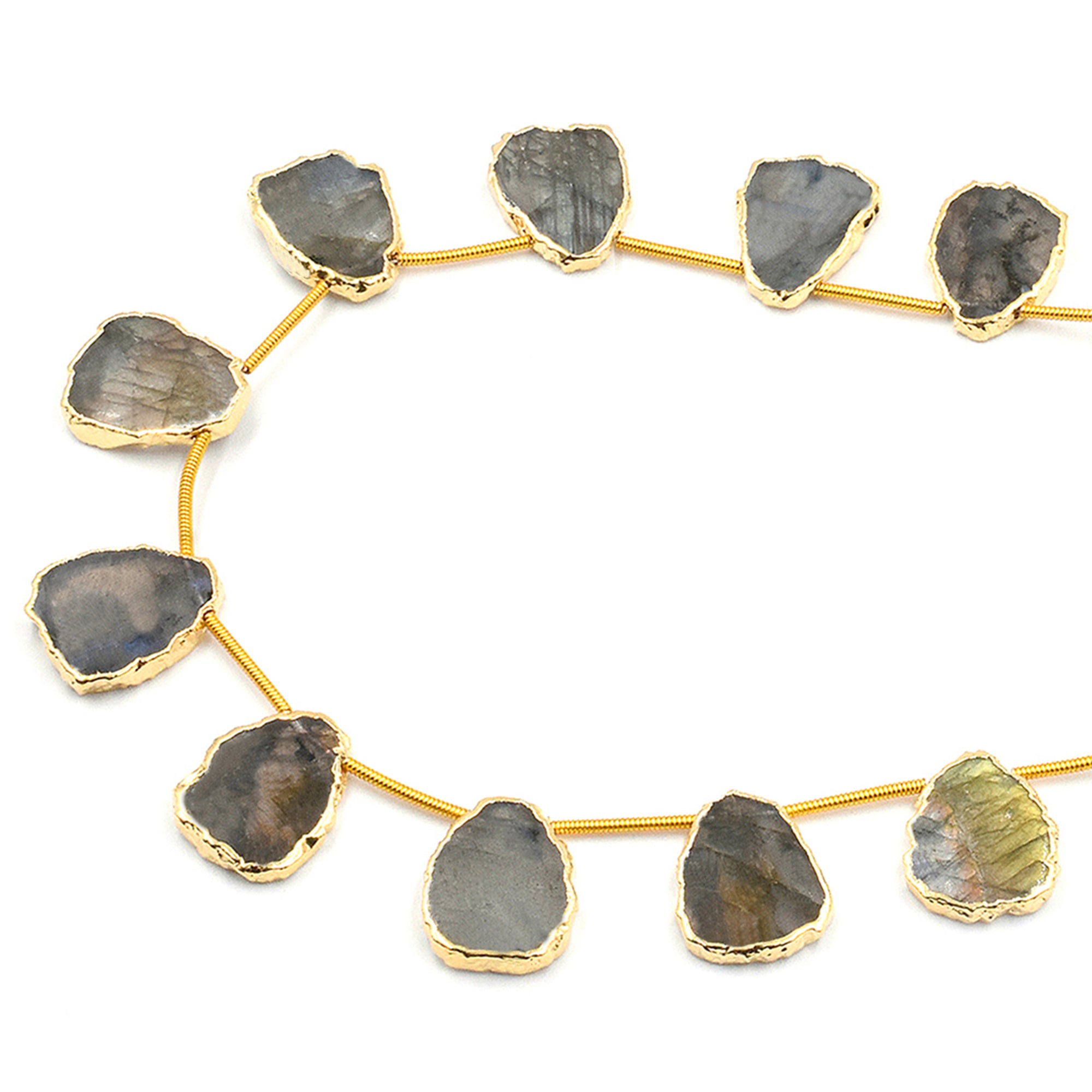 Labradorite Gold Electroplated Strand