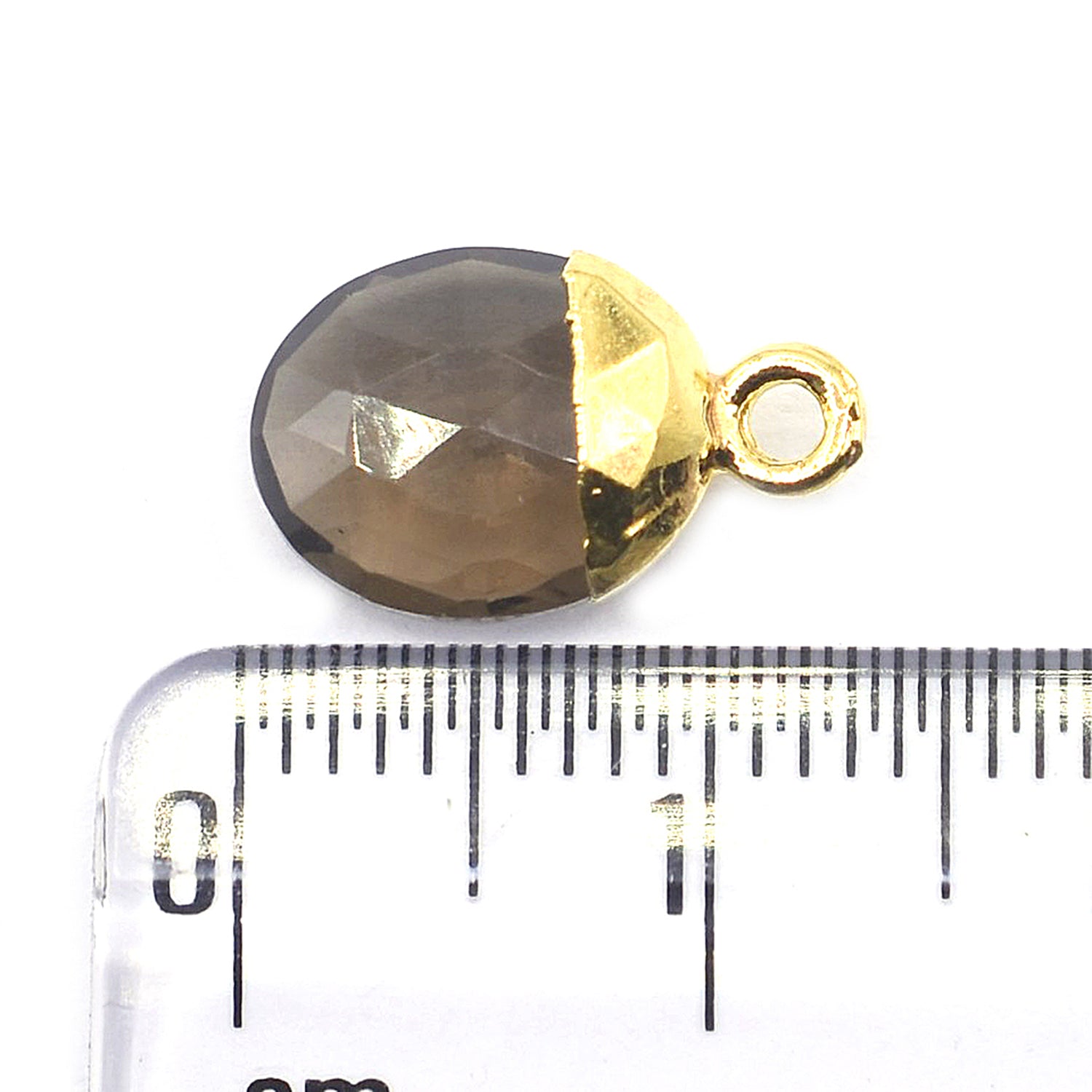 Smoky Quartz Oval Shape 10 x 8 MM Gold Electroplated Pendant (Set Of 2 Pcs)