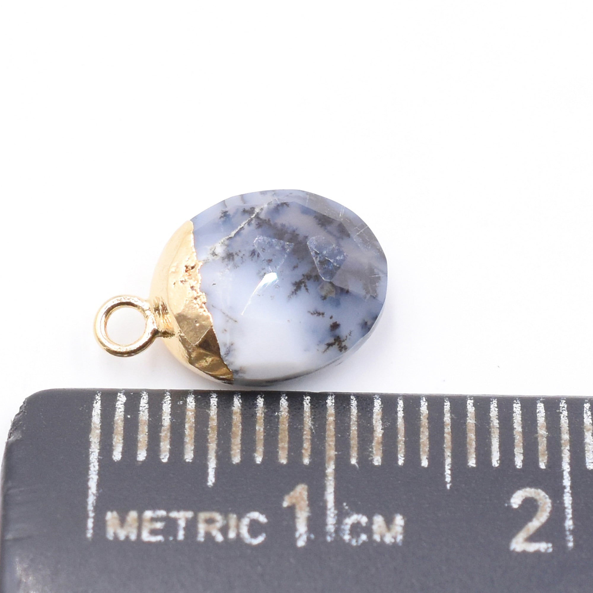 Dendritic Opal oval pendant in gold frame