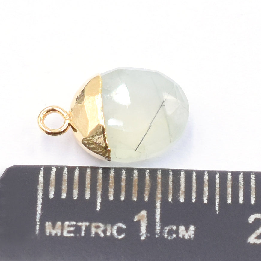 Prehnite Oval Shape 10 x 8 MM Gold Electroplated Pendant (Set Of 2 Pcs)