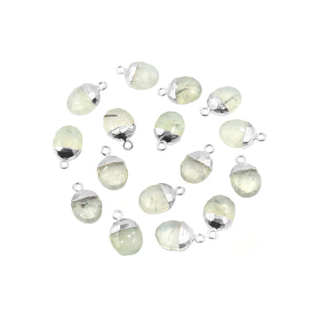 Prehnite Oval Shape 10 x 8 MM Silver Electroplated Pendant (Set Of 2 Pcs)