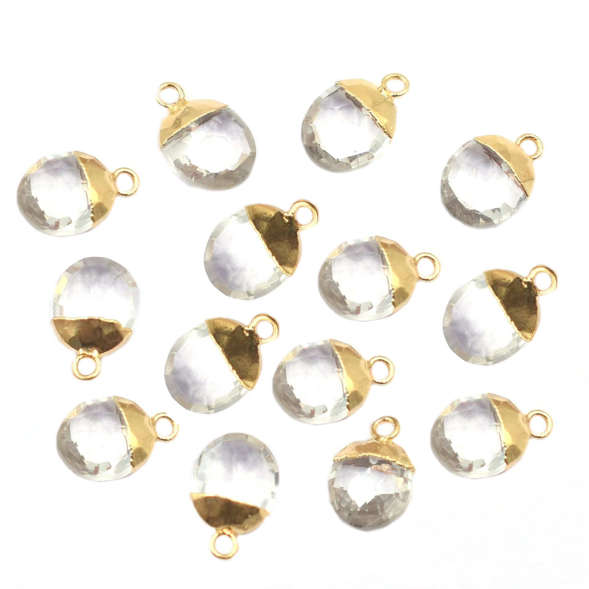 oval shaped Crystal Quartz pendant in gold