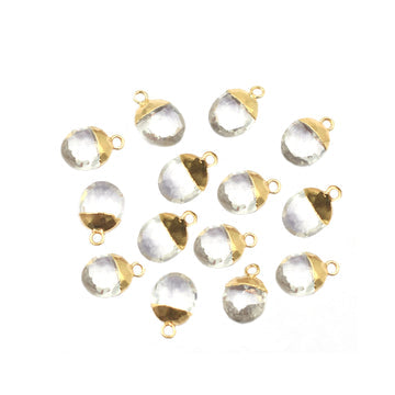 Crystal Quartz Oval Shape 10 x 8 MM Gold Electroplated Pendant (Set Of 2 Pcs)