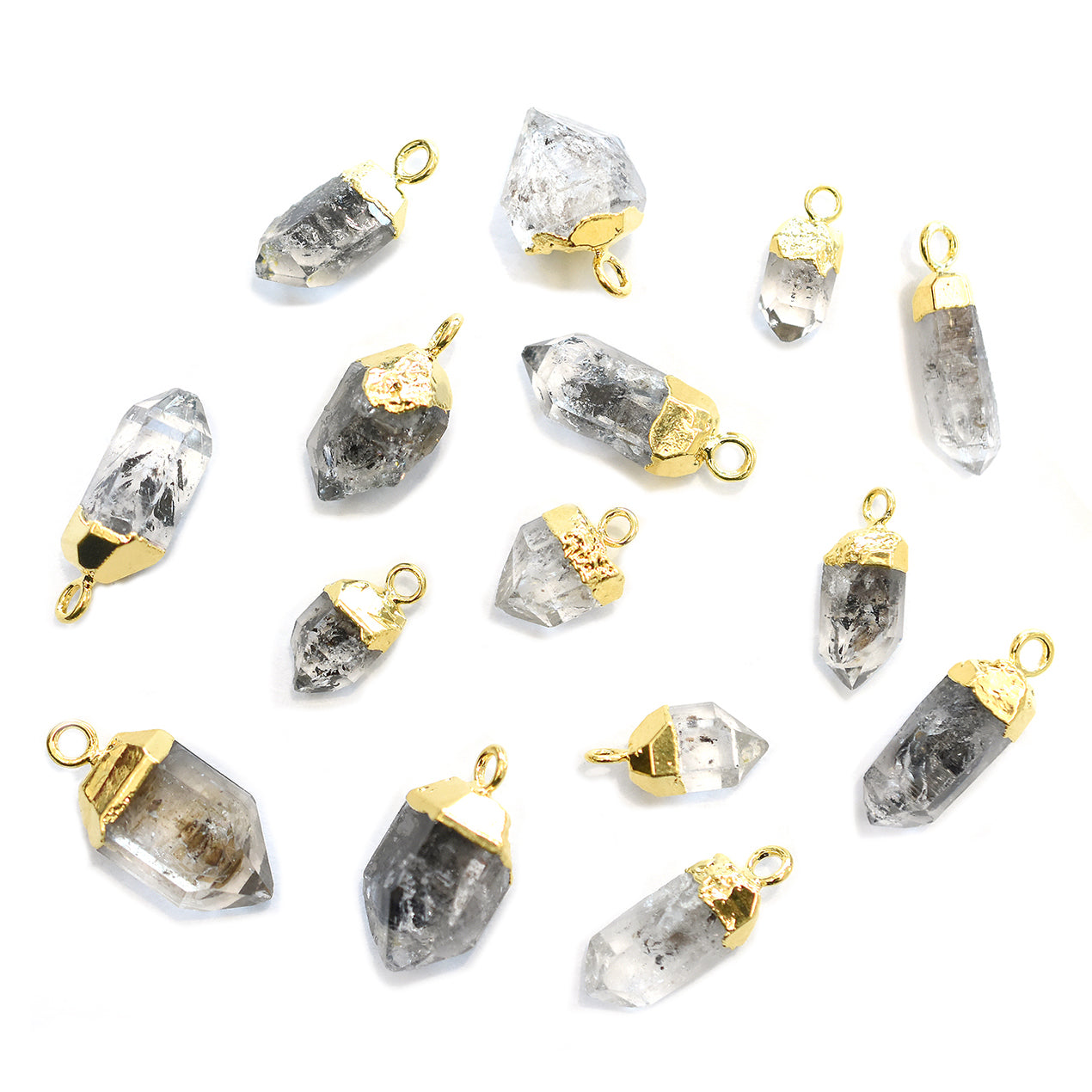 Diamond Quartz Rough Shape Gold Electroplated Pendant (Set Of 2 Pcs)