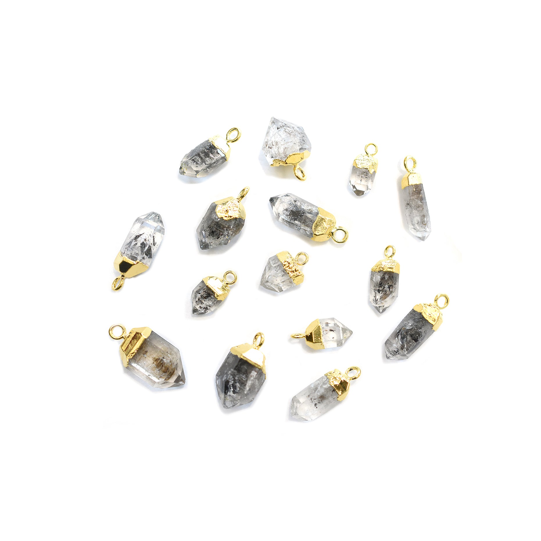 Diamond Quartz Rough Shape Gold Electroplated Pendant (Set Of 2 Pcs)